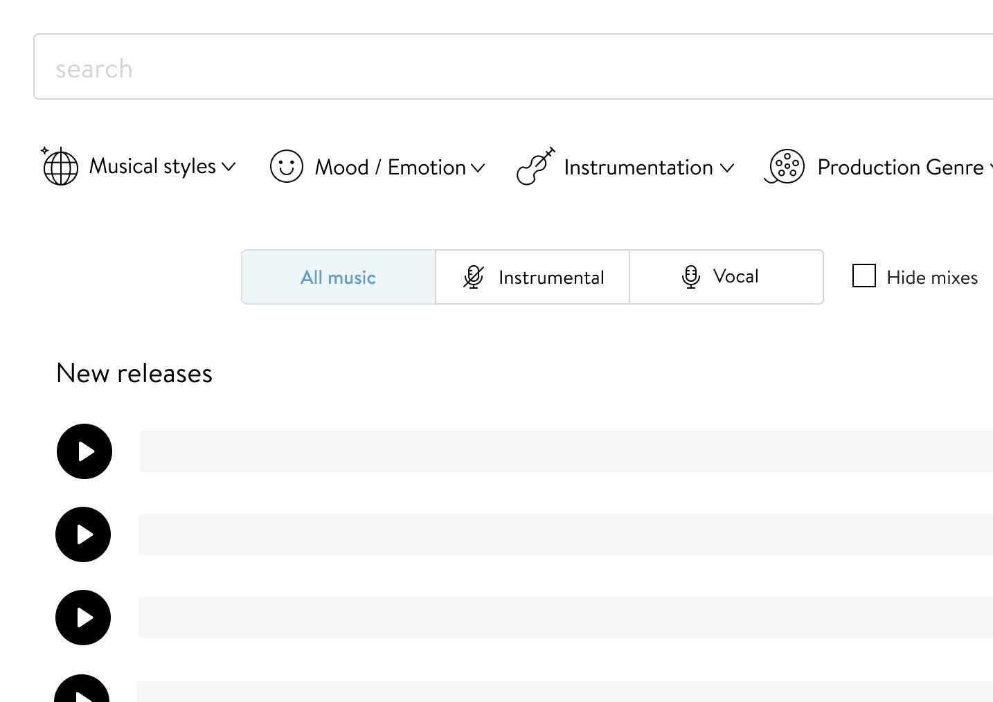 The Audio Network search tool